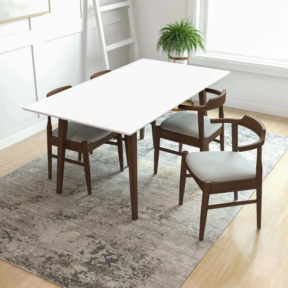 Levi Modern Style Solid Wood Rectangular Dining Kitchen Table 47" White