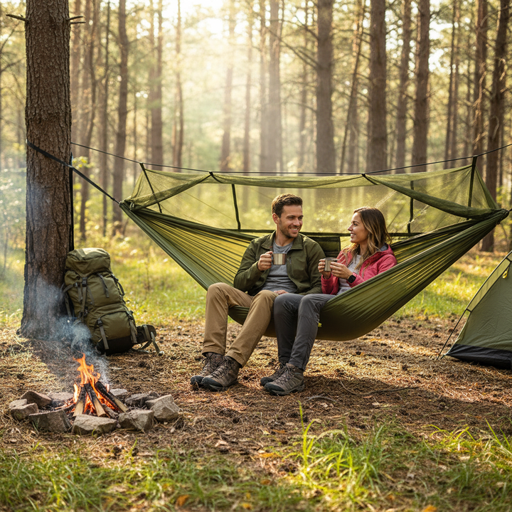 600lbs Load Outdoor Camping Hammock with Mosquito Net – 2-Person Parachute Nylon Hammock | Trufairs