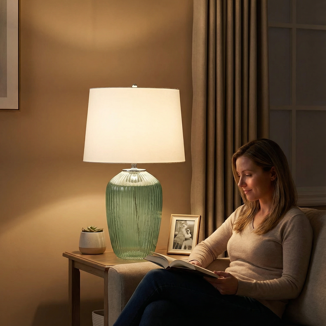 D16x27" Glass Table Lamp