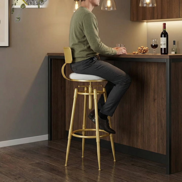 Set of 2 Modern Adjustable Swivel Velvet Bar Stools with Upholstery – Stylish White Kitchen Seating | Trufairs