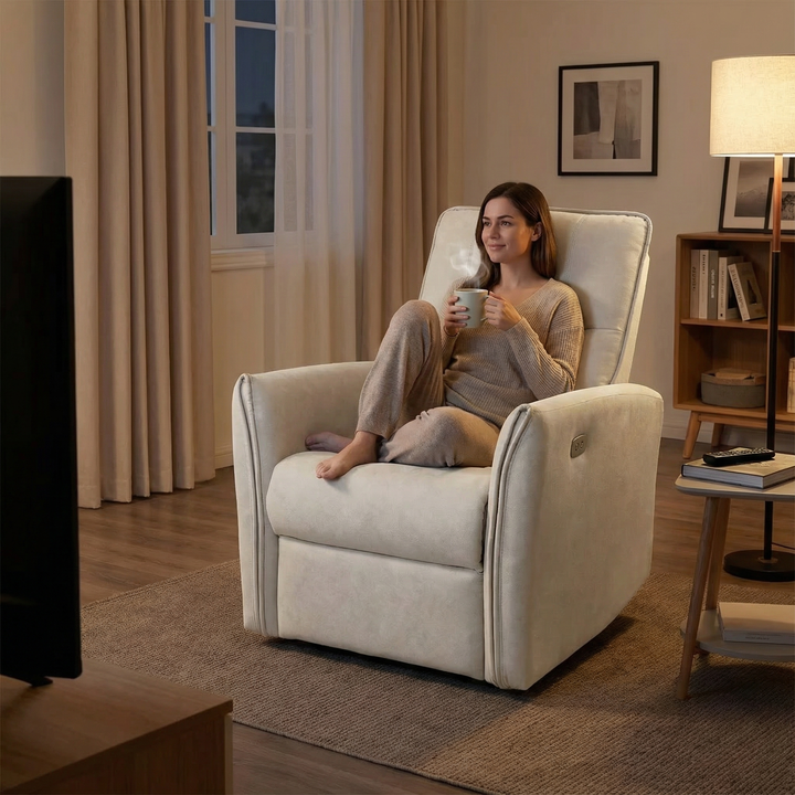 Asheville Cream Suede Recliner Chair