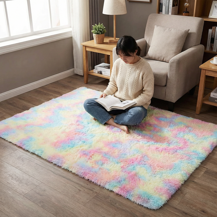 1pc, Ultra Soft Tie-Dyed Shaggy Area Rug for Bedroom, Living Room, and Home Decor - Fluffy, Fuzzy, and Plush Furry Carpet - 47.24 x 62.99