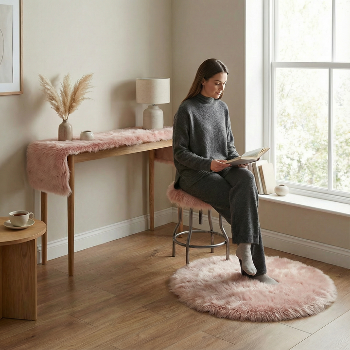 Modern White Plush Fur Rug – Ultra-Soft Cozy Accent | Bedroom & Living Room Carpet | Trufairs