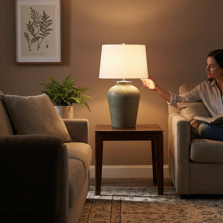 D18x28.5" Glass Table Lamp