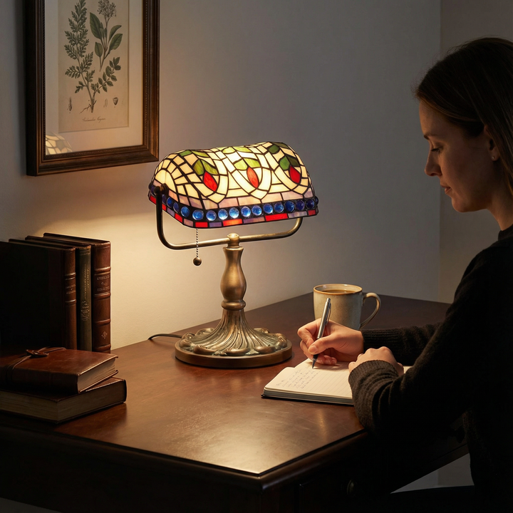 Tiffany-style Art Glass Desk Lamp