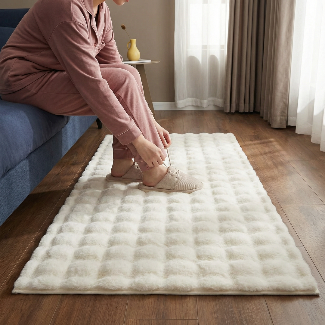 Bubble Velvet Plush Rug – Ultra-Soft Shaggy Accent | Bedroom Living Room Carpet | Trufairs