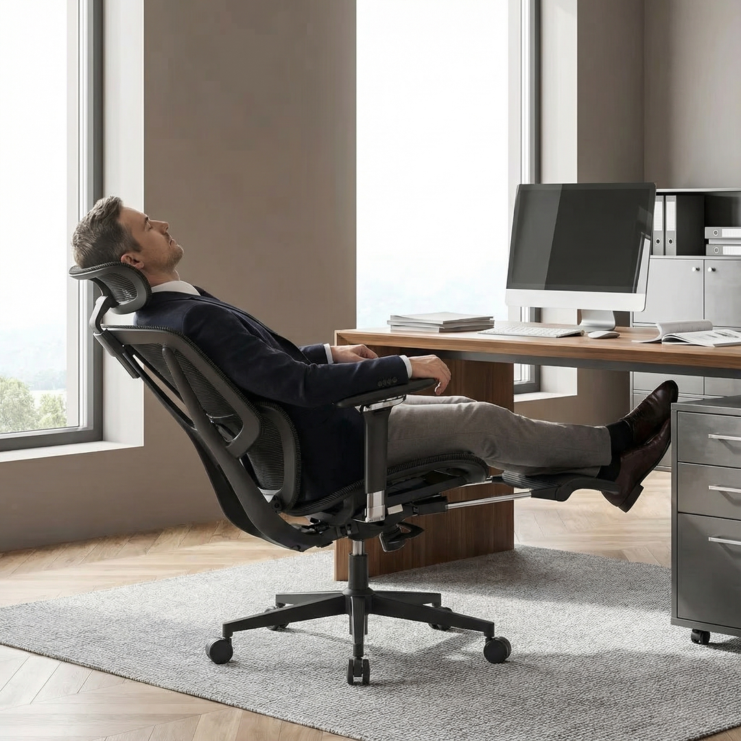 Advanced Mesh Ergonomic High-Back Office Chair – Footrest, Adaptive Lumbar & 3D Headrest | Trufairs