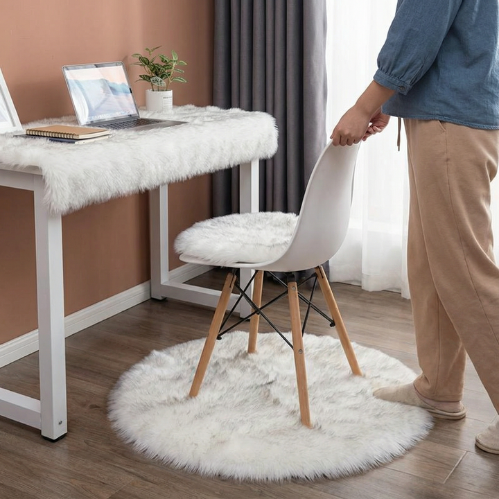 Modern White Plush Fur Rug – Ultra-Soft Cozy Accent | Bedroom & Living Room Carpet | Trufairs