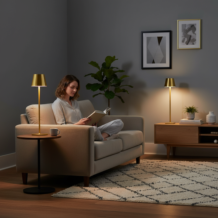 Cordless Table Lamp 2 PCS Rechargeable Battery Desk Lamp Adjustable Height Gold