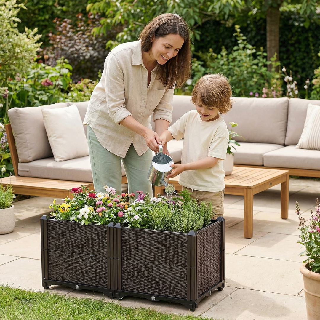 Self-Watering Raised Garden Bed – Elevated Planter Box for Flowers, Vegetables & Herbs | Patio/Balcony Growth System | Trufairs