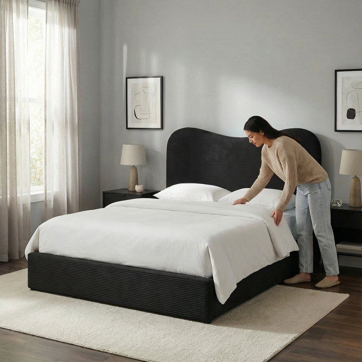 Velvet Noir Queen – Modern Upholstered Statement | Queen Bed Frame | Trufairs