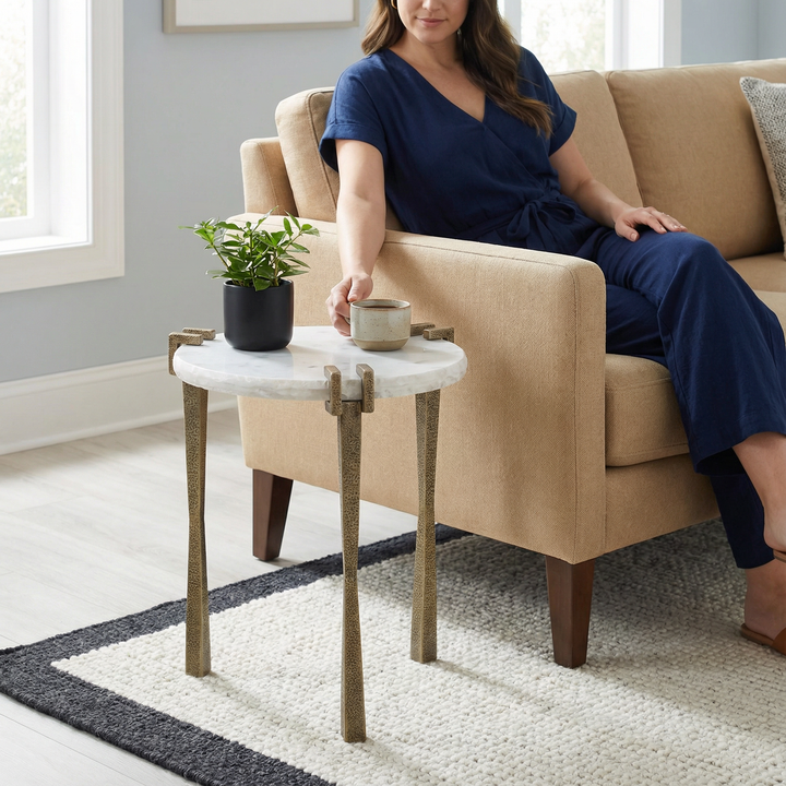 Minimalist Chic Side Table – Modern White Accent | Compact Living Room Table | Trufairs