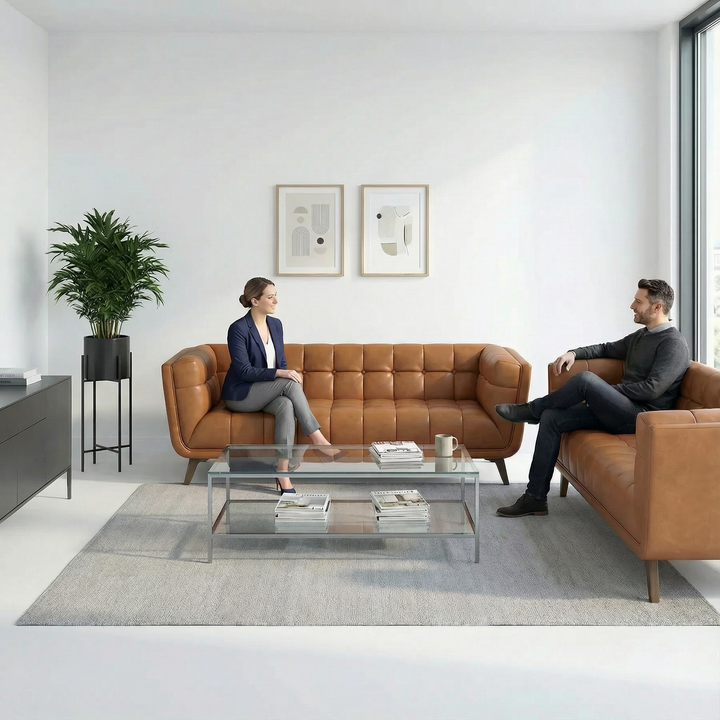 Addison Leather Sofa (84" Cognac)