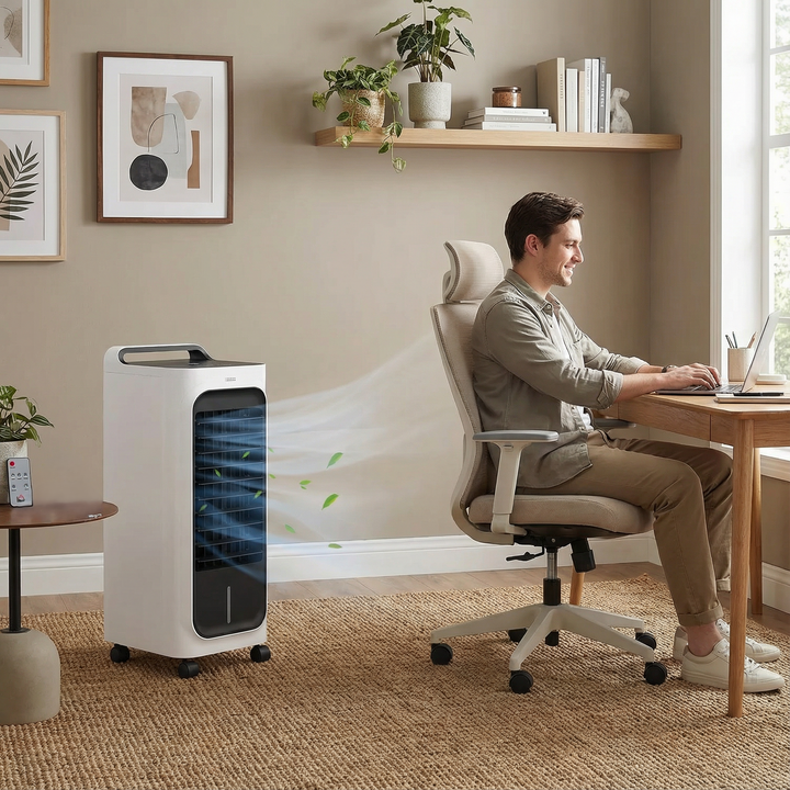 HOMCOM 26" Evaporative Air Cooler – 3-in-1 Ice Cooling Fan with Remote & Timer | Portable Swamp Cooler | Trufairs