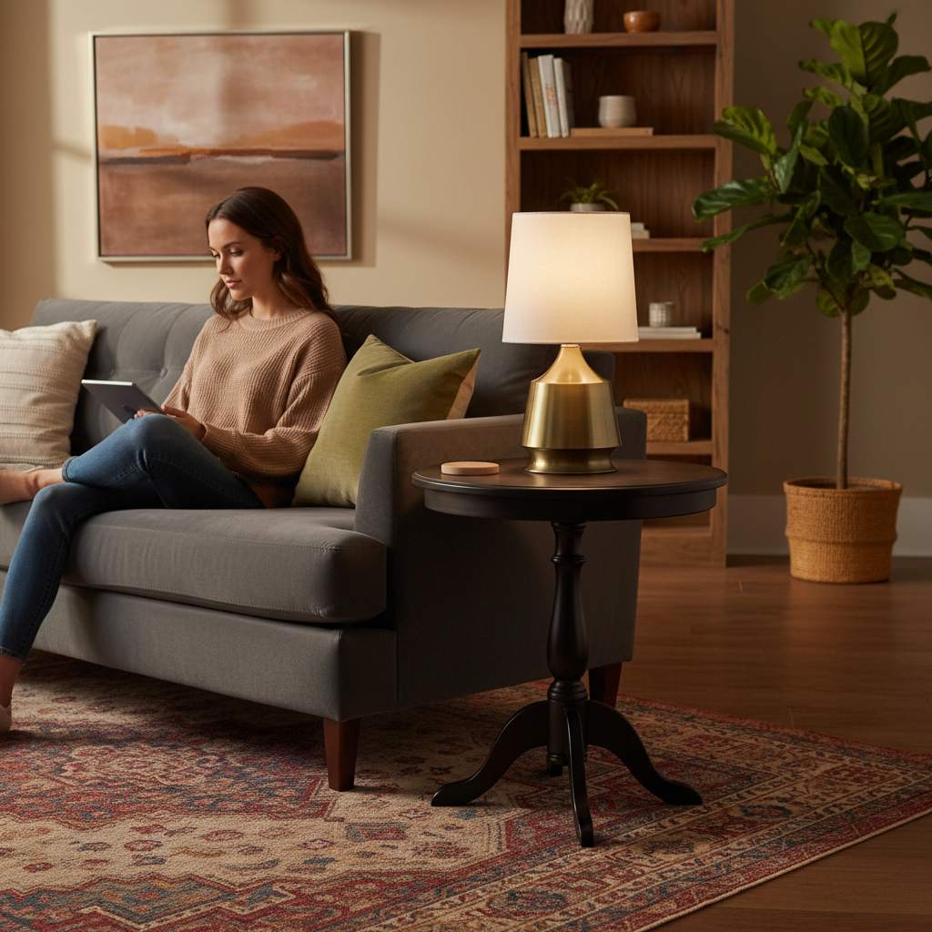 14-Inch Ellis Antique Brass Metal Table Lamp