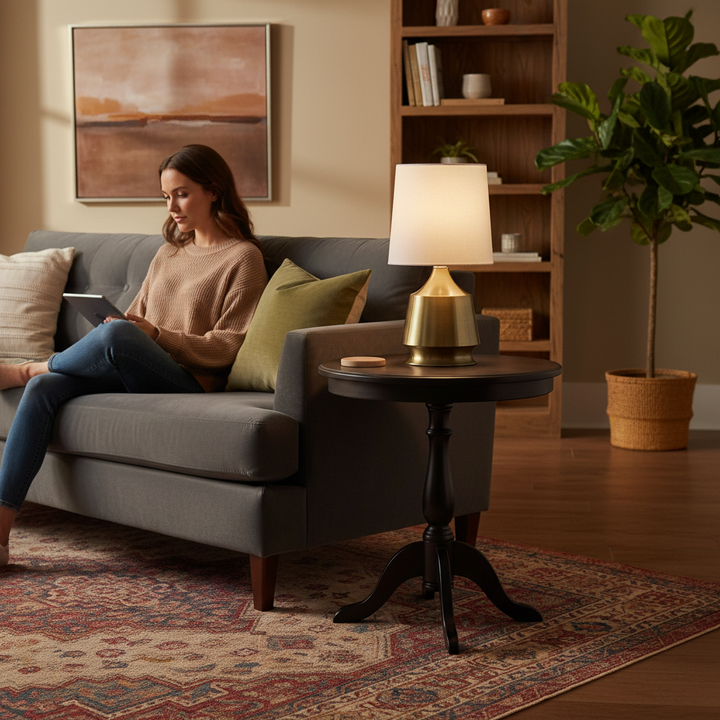 14-Inch Ellis Antique Brass Metal Table Lamp