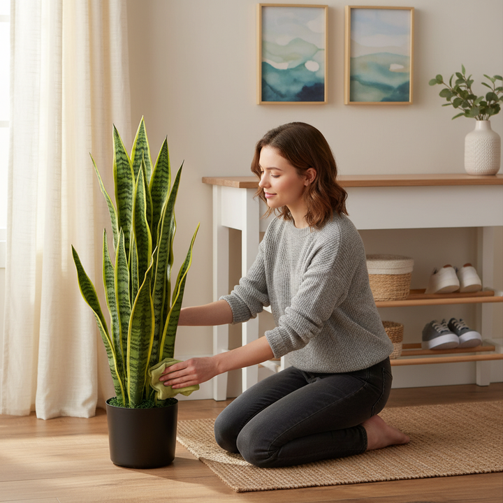 Artificial Sansevieria Plant with Pot 25.6" Green