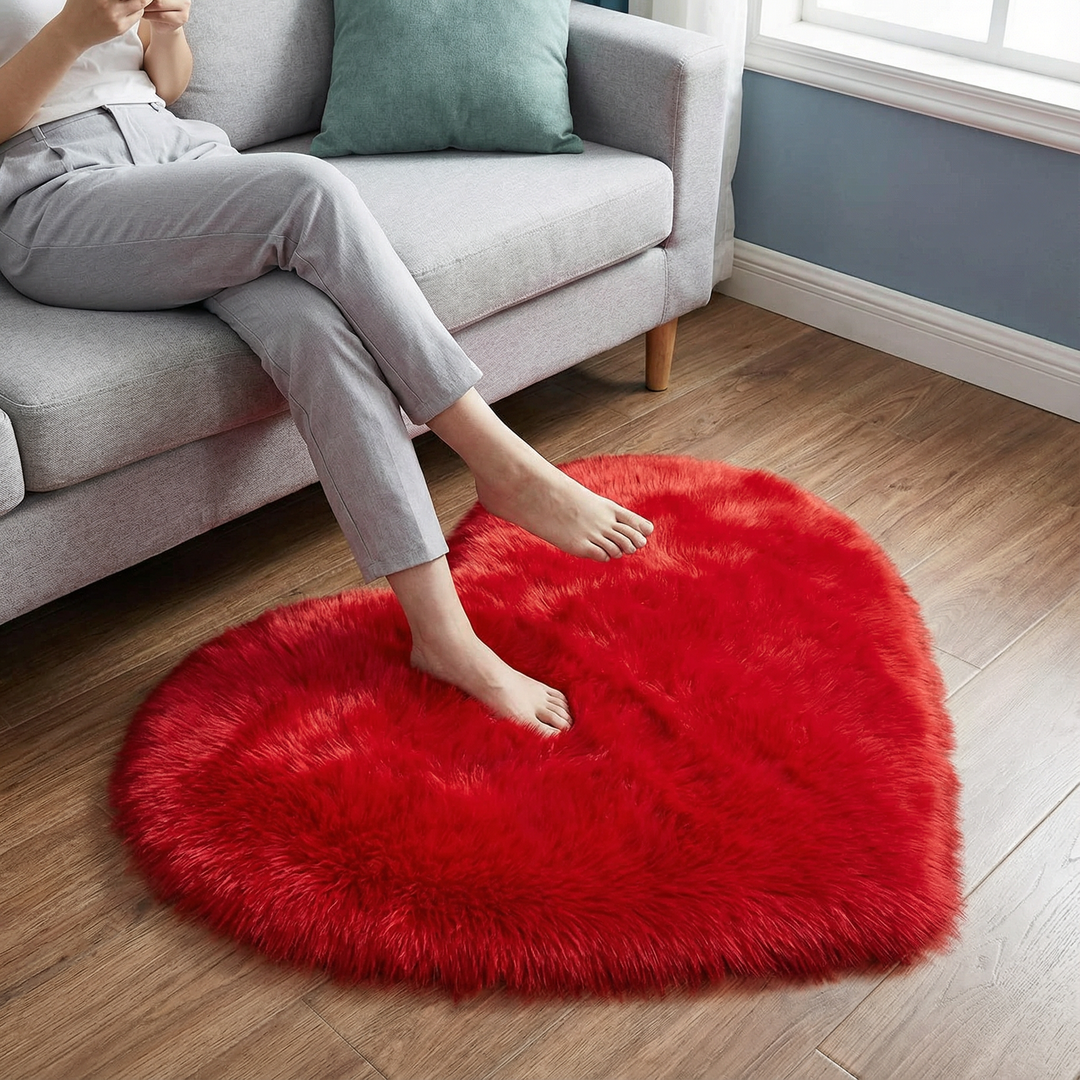 Heart Plush Accent Rug – Cozy Soft Home Decor Upgrade | Bedroom Living Room Carpet | Trufairs