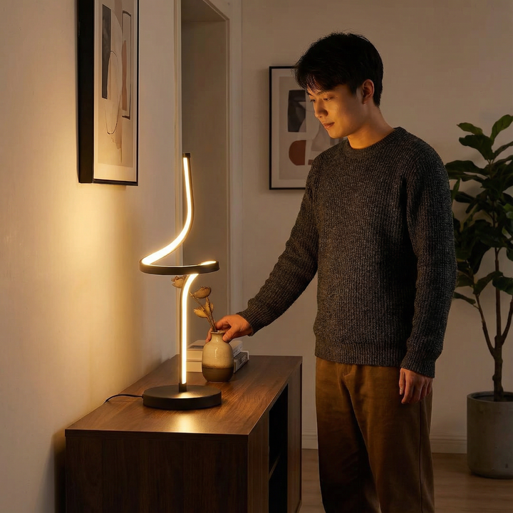 22" In Led Apollo Spiral Curved Tube Modern Table Lamp