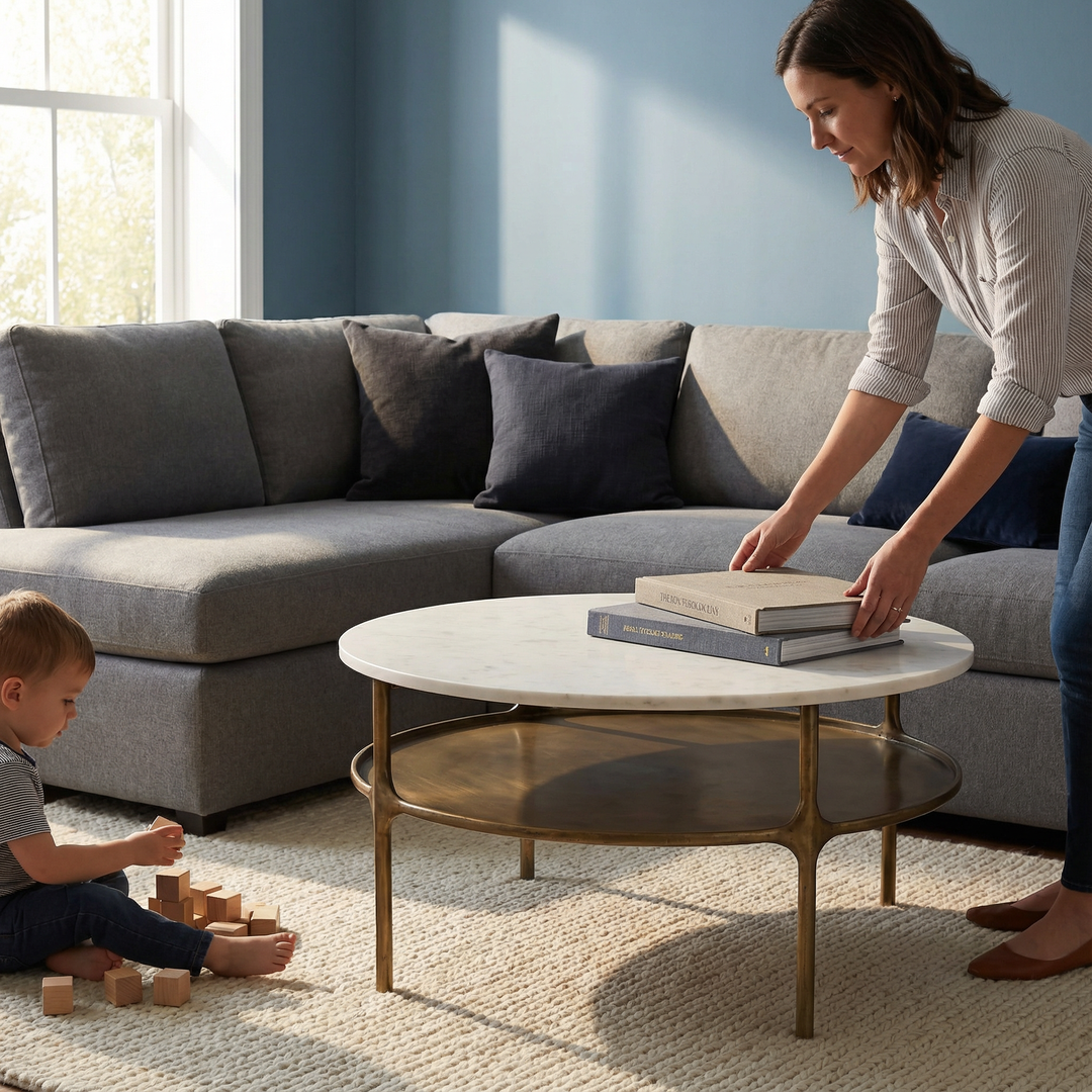 Chic Marble Brass Coffee Table – Luxe Modern Centerpiece | Living Room Table | Trufairs