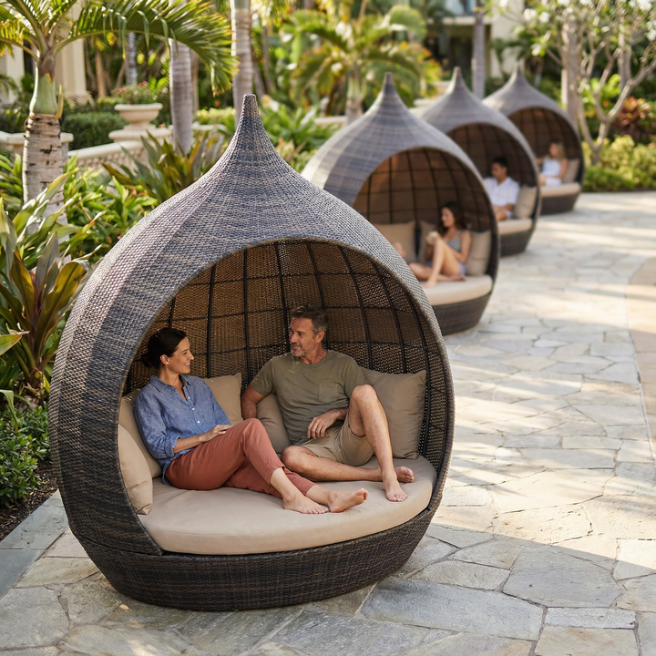 Martinique Beach Daybed Brown Beige – Luxurious Weather-Resistant Outdoor Lounger | Daybed | Trufairs