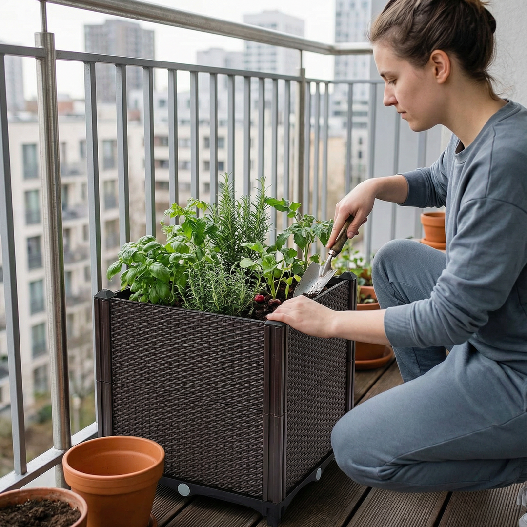 Self-Watering Raised Garden Bed – Elevated Planter Box for Flowers, Vegetables & Herbs | Patio/Balcony Growth System | Trufairs