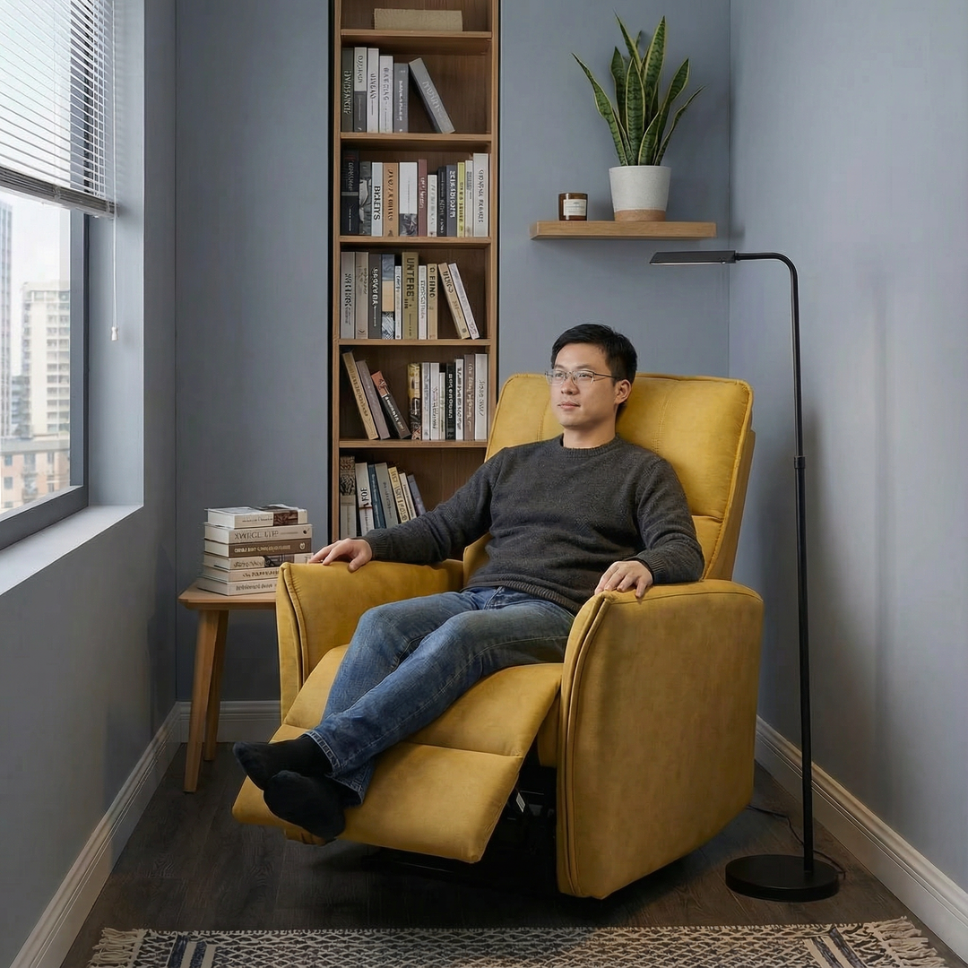 Asheville Dark Yellow Suede Recliner Chair