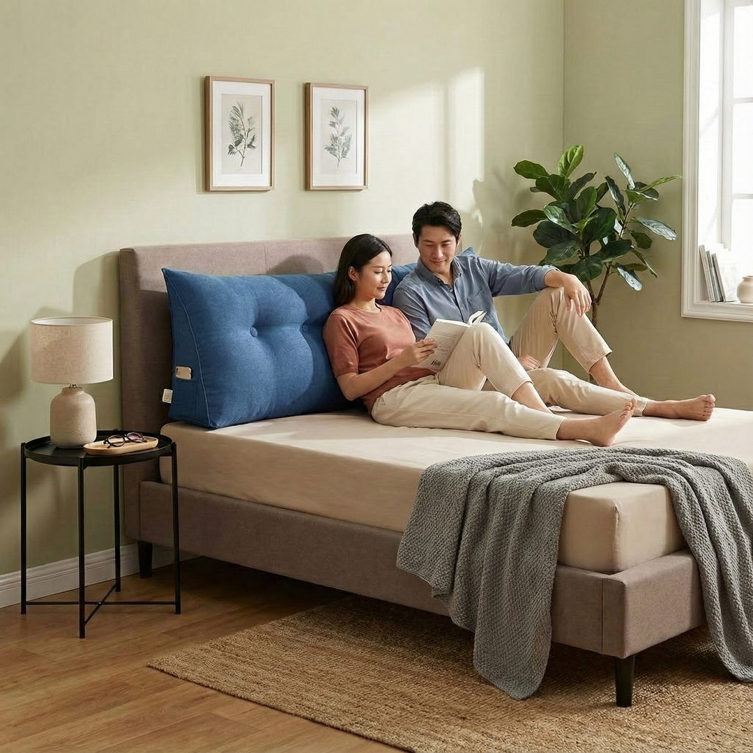 Ergonomic Triangular Backrest – Deluxe Blue Wedge Cushion | Bedroom Comfort | Trufairs