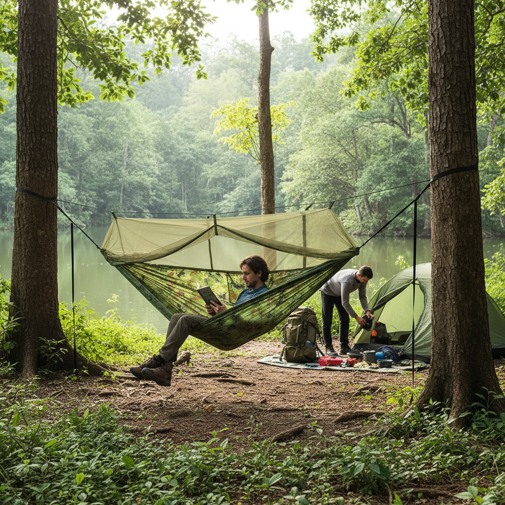600lbs Load Outdoor Camping Hammock with Mosquito Net – 2-Person Parachute Nylon Hammock | Trufairs
