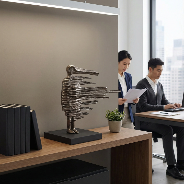 12" Bronze Aluminum Blown A12 Inch Bronze Aluminum Blown Away Woman Tabletop Sculpture – Modern Abstract Art Decor | Trufairsway Woman Tabletop Sculpture