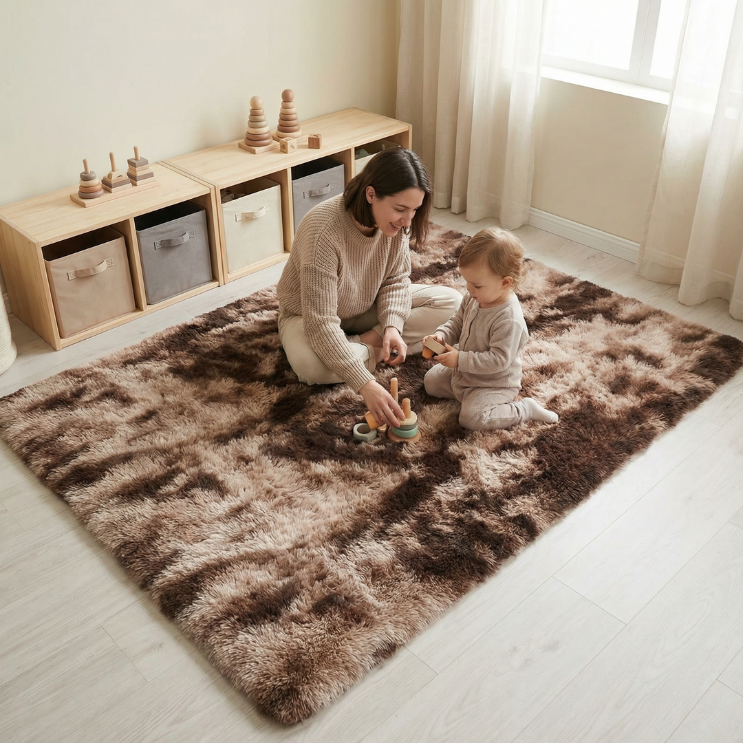 1pc, Ultra Soft Tie-Dyed Shaggy Area Rug for Bedroom, Living Room, and Home Decor - Fluffy, Fuzzy, and Plush Furry Carpet - 47.24 x 62.99