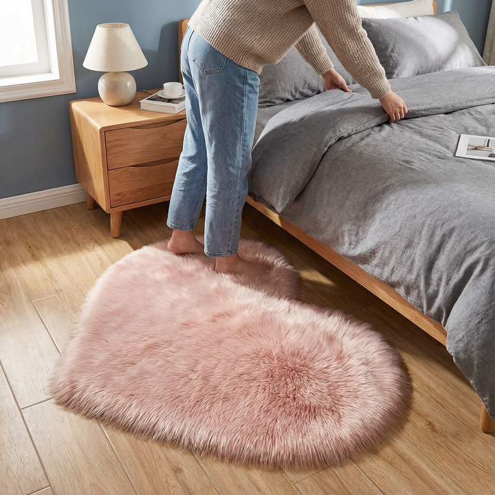 Heart Plush Accent Rug – Cozy Soft Home Decor Upgrade | Bedroom Living Room Carpet | Trufairs