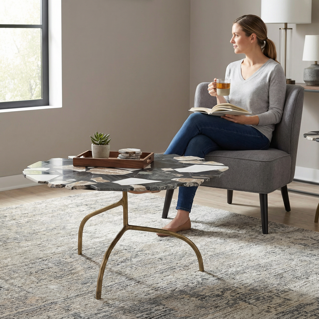 Vivid Terrazzo Coffee Table – Artistic Modern Accent | Multicolor Statement Table | Trufairs