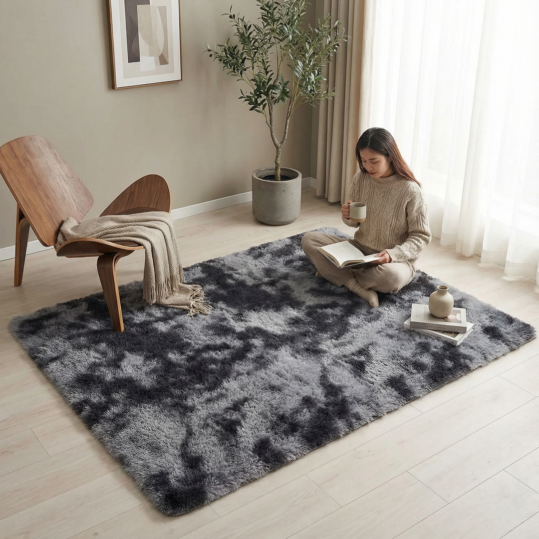1pc, Ultra Soft Tie-Dyed Shaggy Area Rug for Bedroom, Living Room, and Home Decor - Fluffy, Fuzzy, and Plush Furry Carpet - 47.24 x 62.99