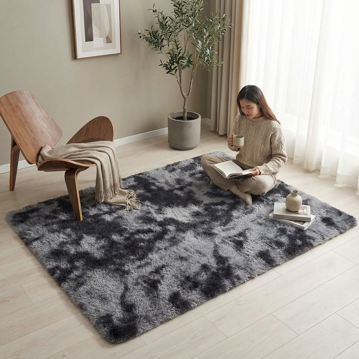 1pc, Ultra Soft Tie-Dyed Shaggy Area Rug for Bedroom, Living Room, and Home Decor - Fluffy, Fuzzy, and Plush Furry Carpet - 47.24 x 62.99