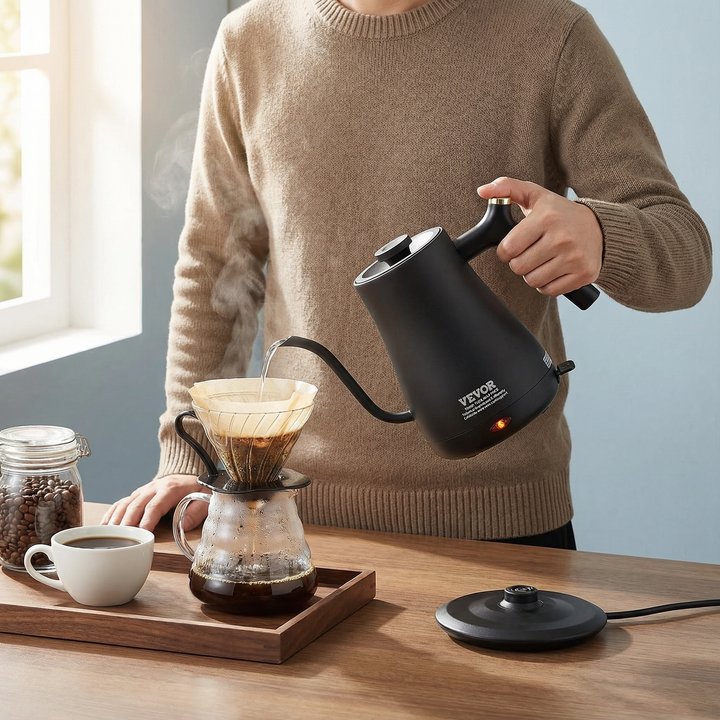 VEVOR 1L Electric Gooseneck Kettle – 1200W Fast Heating Coffee & Tea Kettle | Trufairs