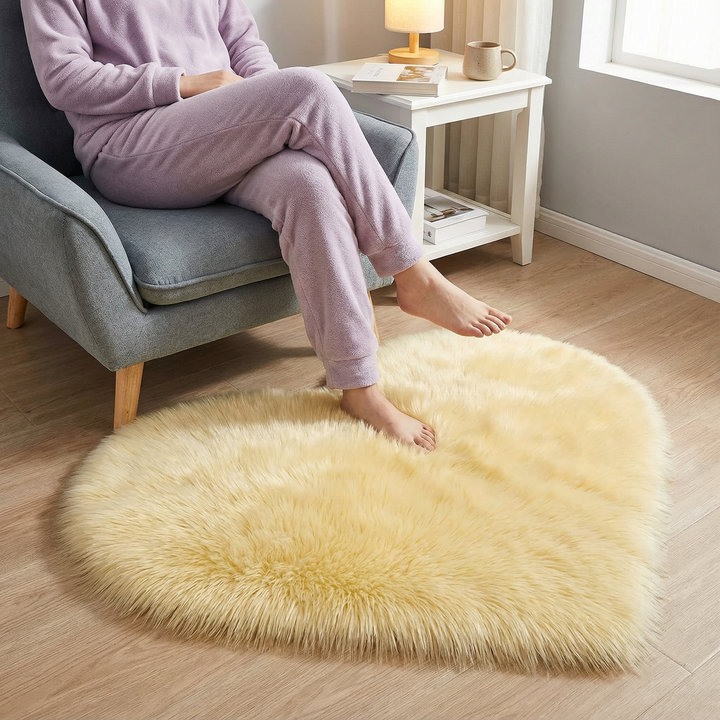 Heart Plush Accent Rug – Cozy Soft Home Decor Upgrade | Bedroom Living Room Carpet | Trufairs