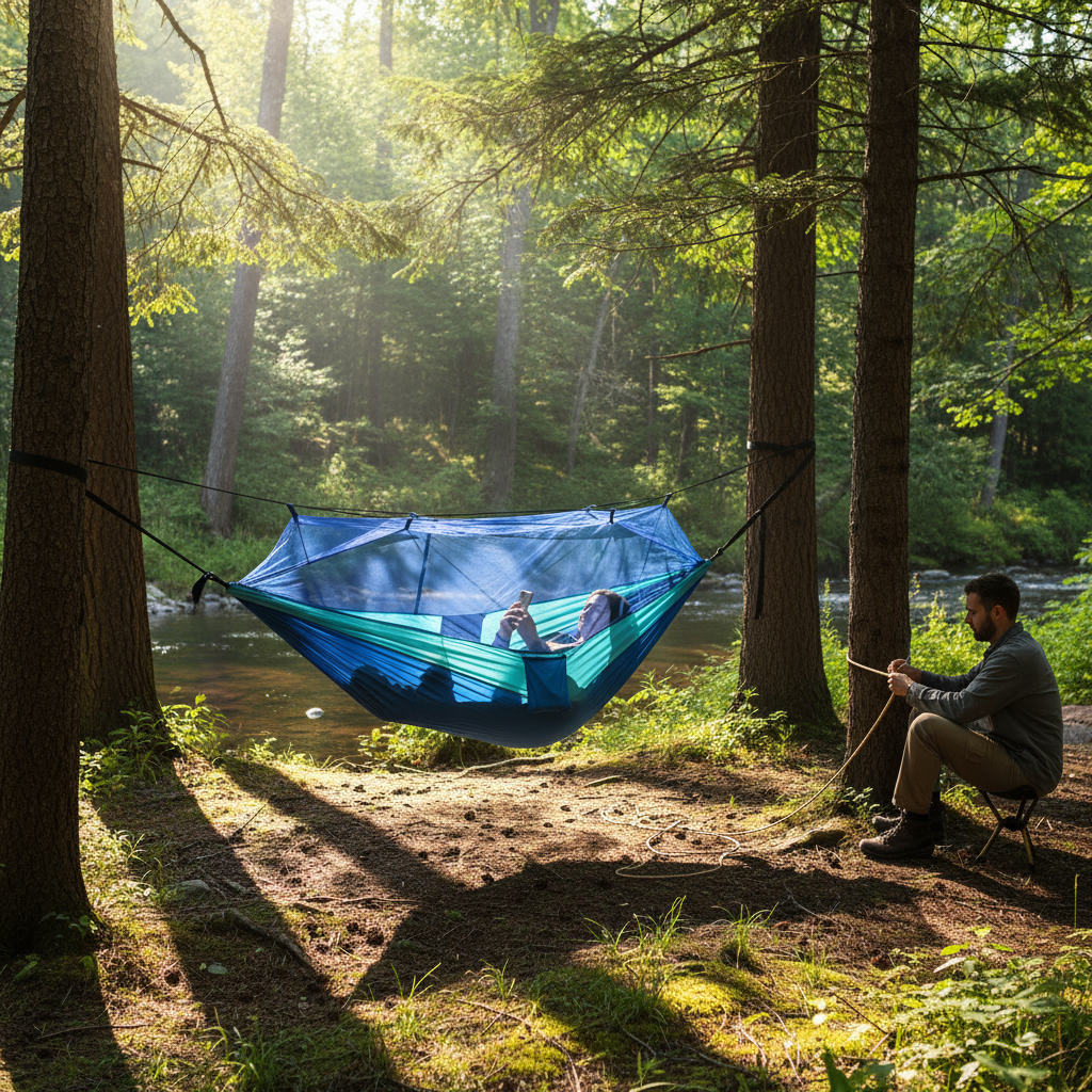 600lbs Load Outdoor Camping Hammock with Mosquito Net – 2-Person Parachute Nylon Hammock | Trufairs