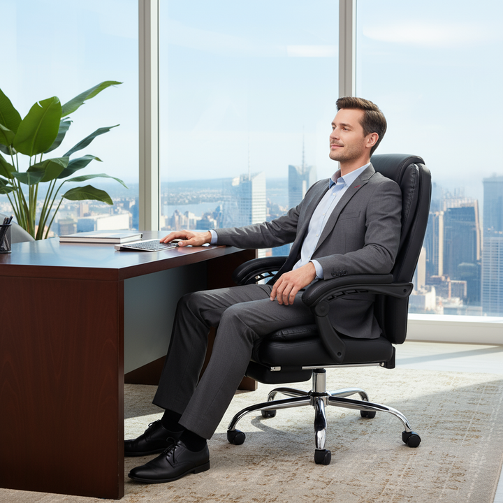 Executive Massage Office Chair – 400 lbs Capacity, Heated Reclining Chair with Footrest & Lumbar Support | Trufairs