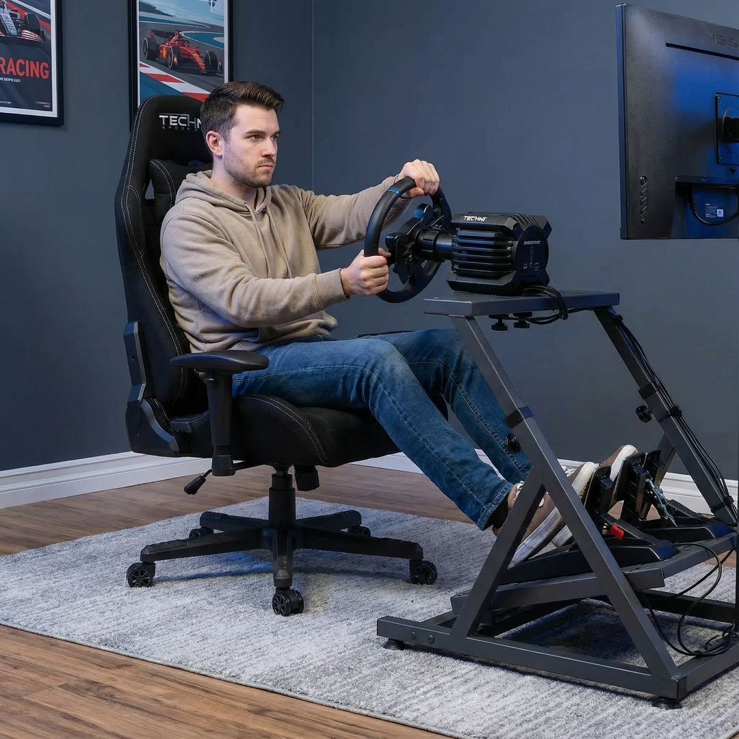 Techni Sport TS-F44 Black Fabric Racing Gaming Chair – Ergonomic High Back with Memory Foam | Racer Style PC Gaming Furniture | Trufairs