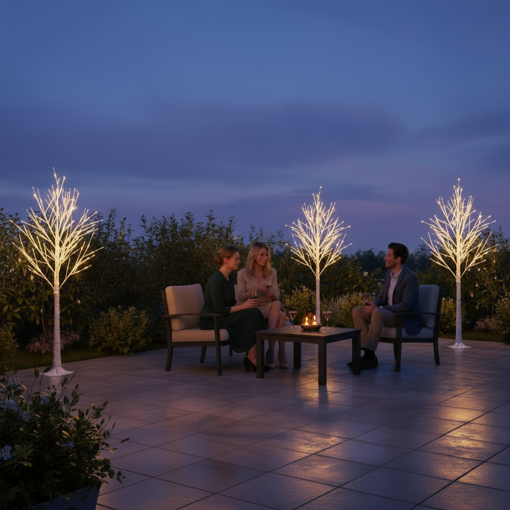 6-Foot 96-LED Lighted Birch Christmas Tree – PVC Holiday Decor for Indoor & Outdoor Use | Trufairs