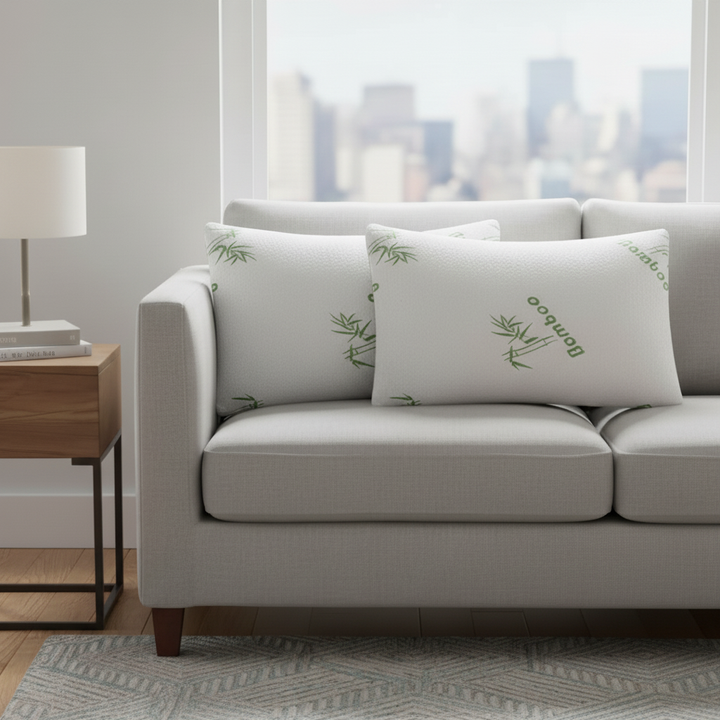 2-Pack Queen Bamboo Memory Foam Pillows – Hypoallergenic Shredded Fill & Washable Cover | Trufairs