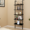 5-Shelf Wood Ladder Bookcase with Metal Frame Industrial 5-Tier Modern Ladder Shelf