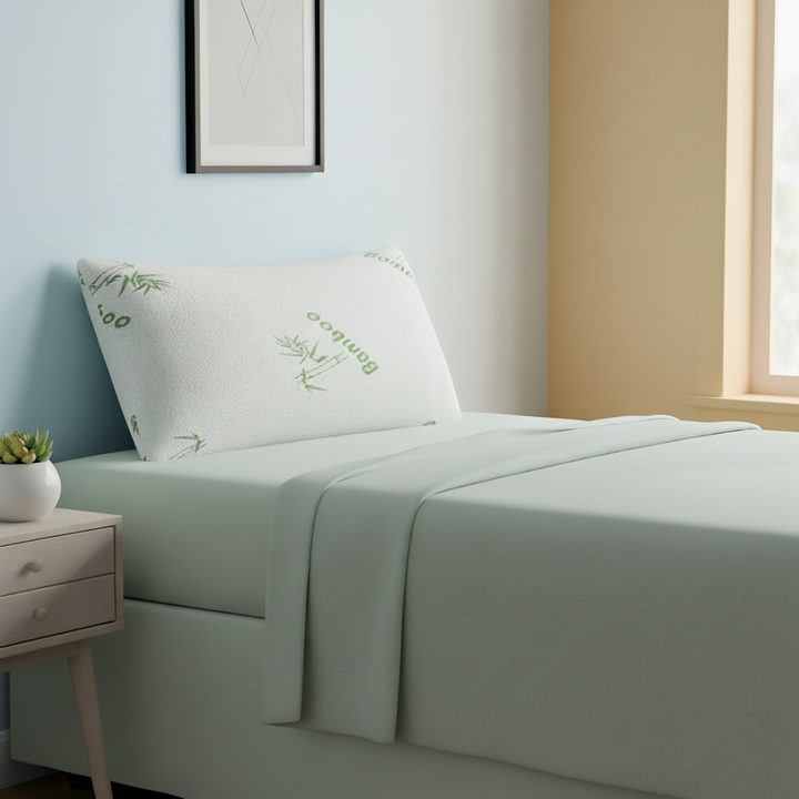 2-Pack Queen Bamboo Memory Foam Pillows – Hypoallergenic Shredded Fill & Washable Cover | Trufairs