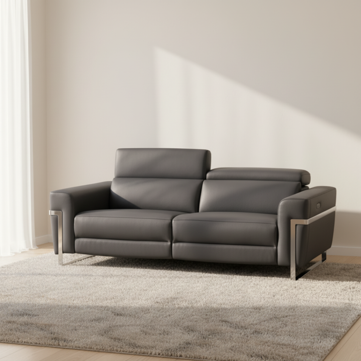 Global United Top Grain Italian Leather Sofa with Power Recliner