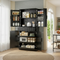 72" Fluted Kitchen Pantry Cabinet with 3 Keyboard Drawers & 6 Door Shelves Adjustable, Freestanding Cupboard Storage Cabinet for for Bathroom Diningroom, Office, Entryway, Black