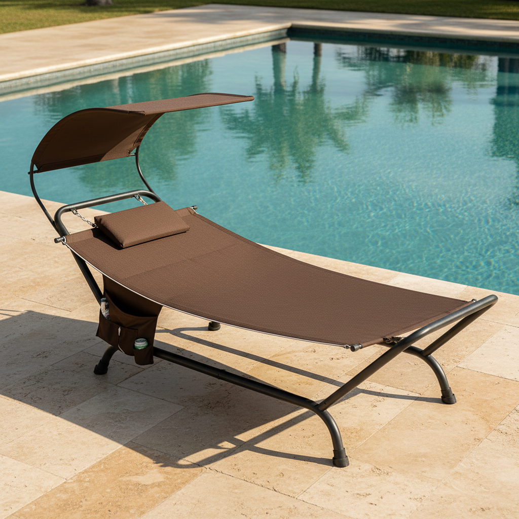 Patio Hanging Chaise Lounge Chair with Canopy & Cushion – Outdoor Floating Lounge Bed | Trufairs