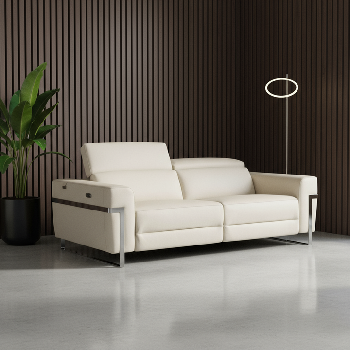 Global United Top Grain Italian Leather Sofa with Power Recliner