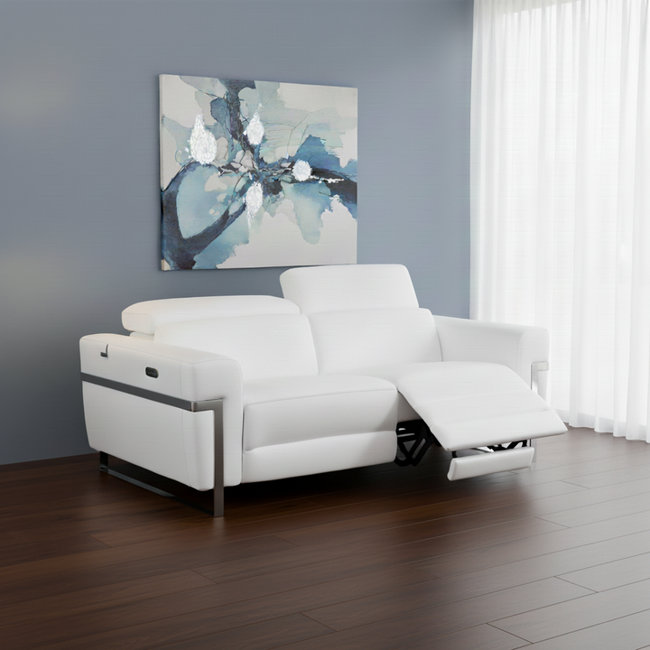 Global United Top Grain Italian Leather Sofa with Power Recliner