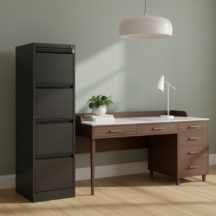 4 Drawer Vertical File Cabinet with Lock,Filing Cabinet, Metal Filing Cabinet for Home Office Organizer Storage Cabinet Letter Size/A4/Legal File